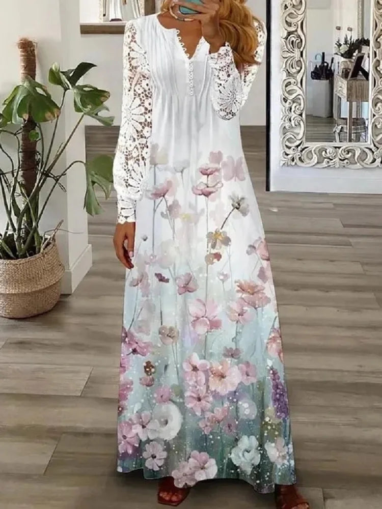 Woman Dress Superior Quality Summer Lace Sleeve V Neck A Line Solid Color Dresses Casual Vestidos Dropshipping JYFZ1690