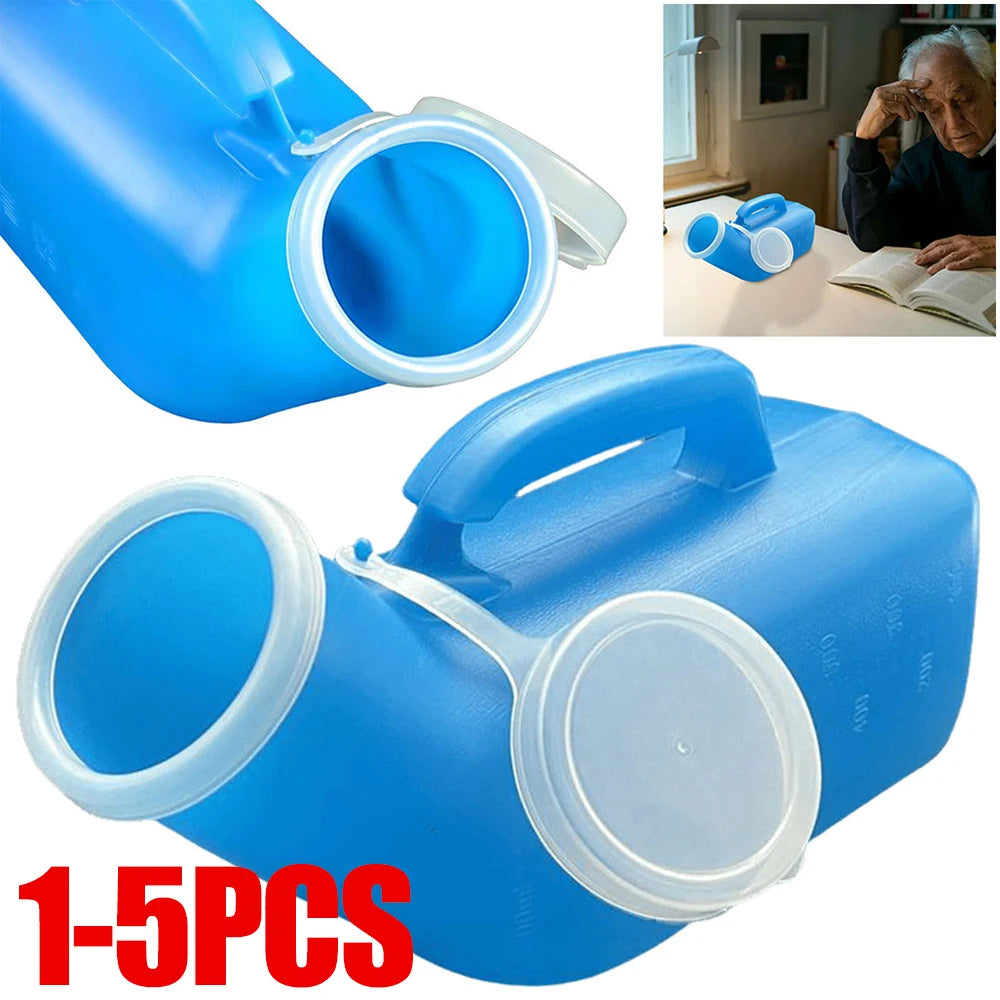 1-5pcs Urinals for Men 1200ml Thick Plastic Mens Bedpan Bottle with Lid Pee Container Urinary Bottle Male Urinal Pee Bottle