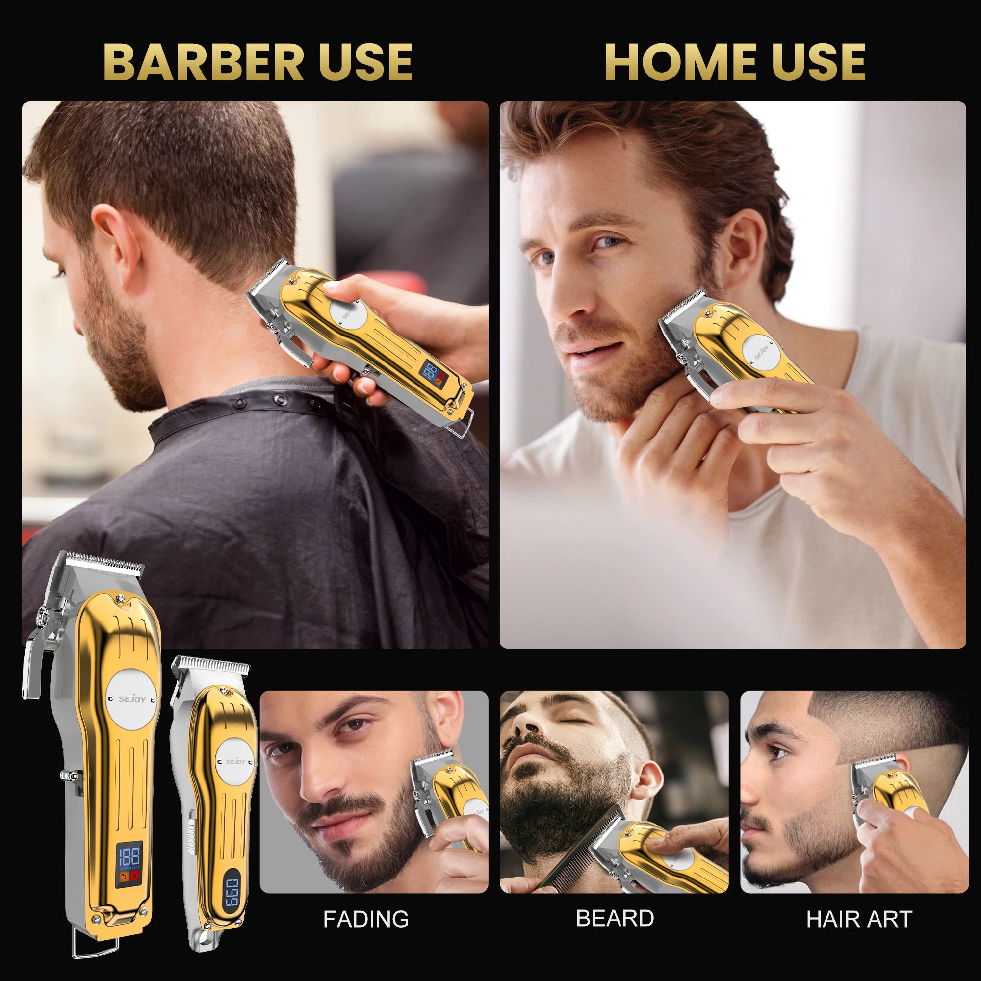 Sejoy Professional Electric Hair Clipper Trimmer Set For Men Rechargeable Cordless Haircut Machine for Barber LFQ-MASTERPRO