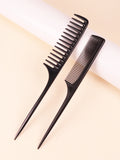 2pcs wide toothed anti-static pointed tail comb and thickened dense toothed pointed tail comb, salon hairstyle set comb