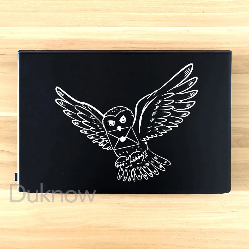 Snowy Owl With Wizard Letter Vinyl Stickers Nursery Wall Decor Car Window Laptop Decals For Apple Macbook Pro / Air Decoration