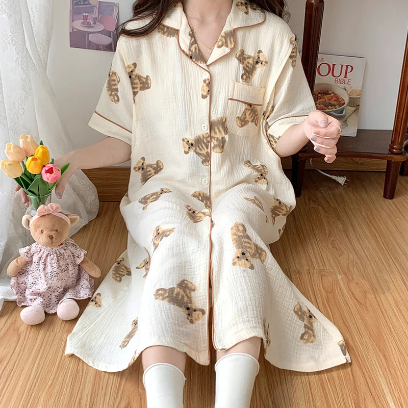 100% Cotton Maternity Nursing Night Dress Loose Breastfeeding Sleepwear Clothes for Pregnant Women Pregnancy Home Hospital Wear