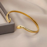 Stainless Steel Gold Color Simple Snake Bracelet For Women Men Fashion Open Cuff Bracelets Bangle Party Jewelry Gift Wholesale