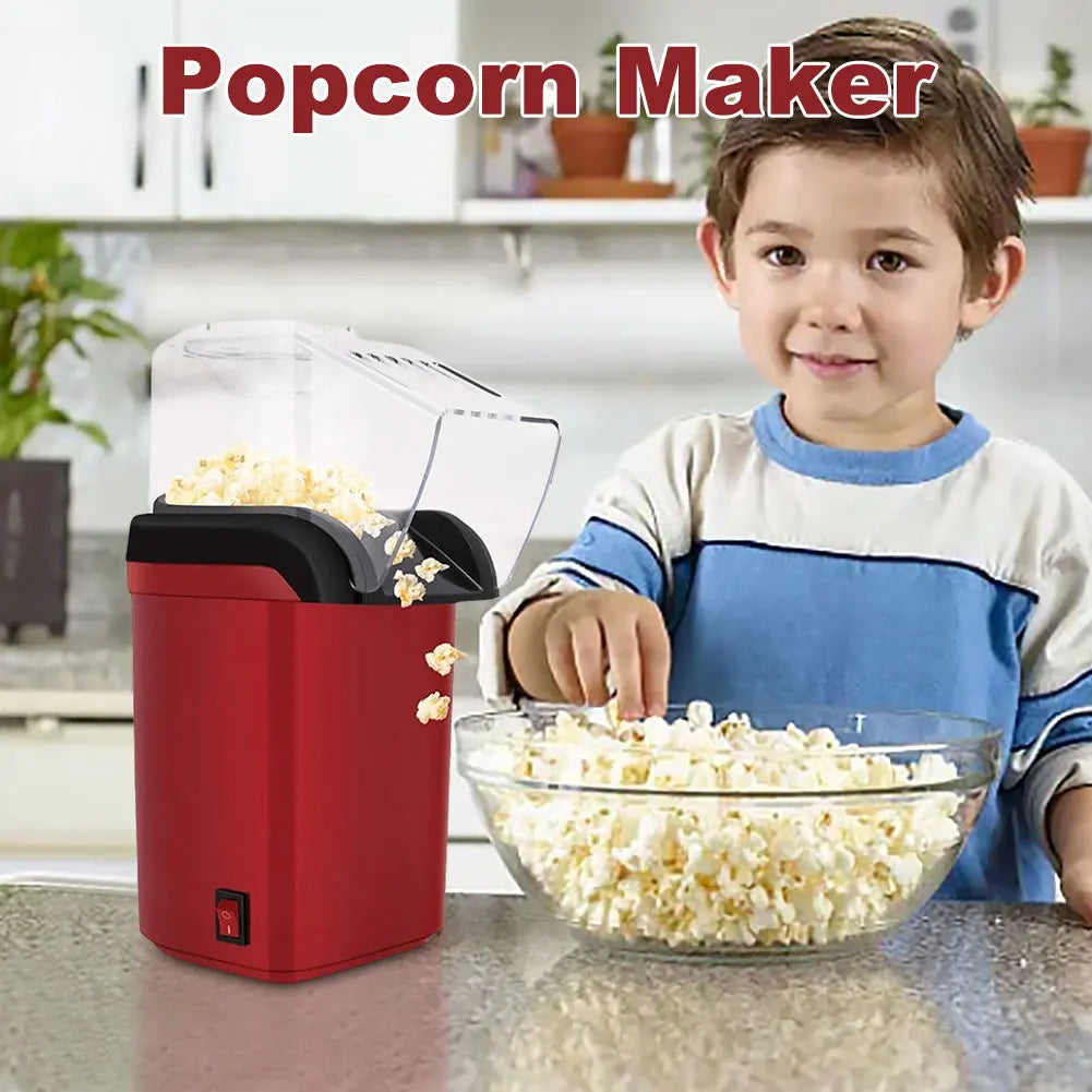 Popcorn Machine 1200W Fast Popping Maker High Popping Rate Fully Automatic Popcorn Machine Electric Air Popper for Home Kitchen