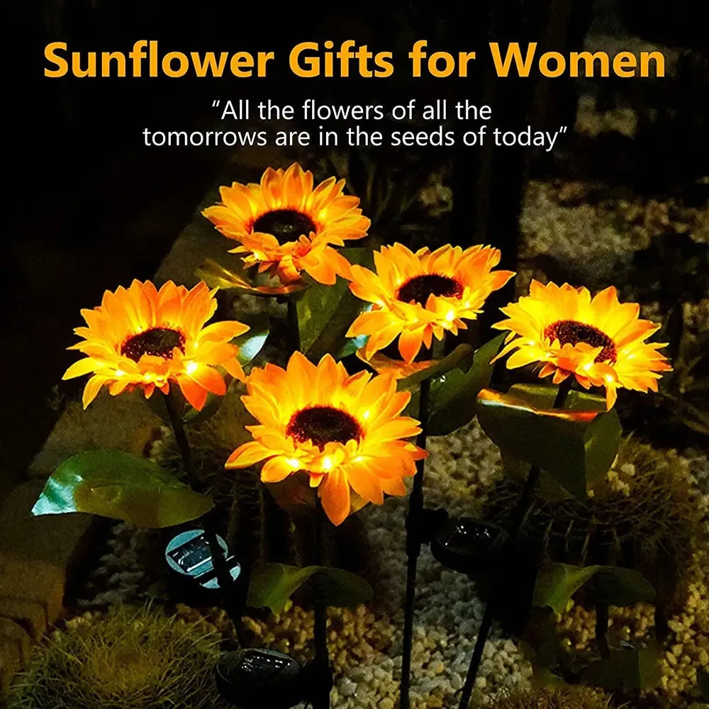 1pcs, Sunflower Solar Lamp, 3 LED Sunflower Yellow Flower Lamp Decor,For the decoration of patios, lawn gardens