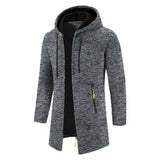 Winter Long Trench Coat 2023 Knit Sweater Jacket Fleece Wind Breaker Navy Turn-down Hoodies Zipper Cardigan Male Overcoat Autumn