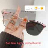 New Fashion Photochromic Anti Blue Light Glasses Women Cat Eye Lentes Oculos Woman Computer Eyewear