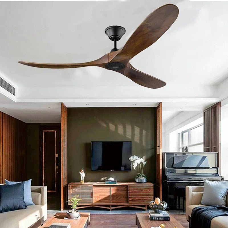 60 70 88 Inch Large Ceiling Fan Only Remote Control DC Motor Reverse Wood Blades Fans Lighting High Quanlity Design Wooden Fans