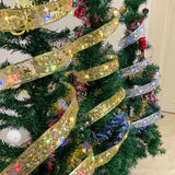 2/5/10M Christmas Ribbon Bows Fairy Light String Holiday Wedding Garland Decorations for Home Xmas Tree Navidad Gifts New Year