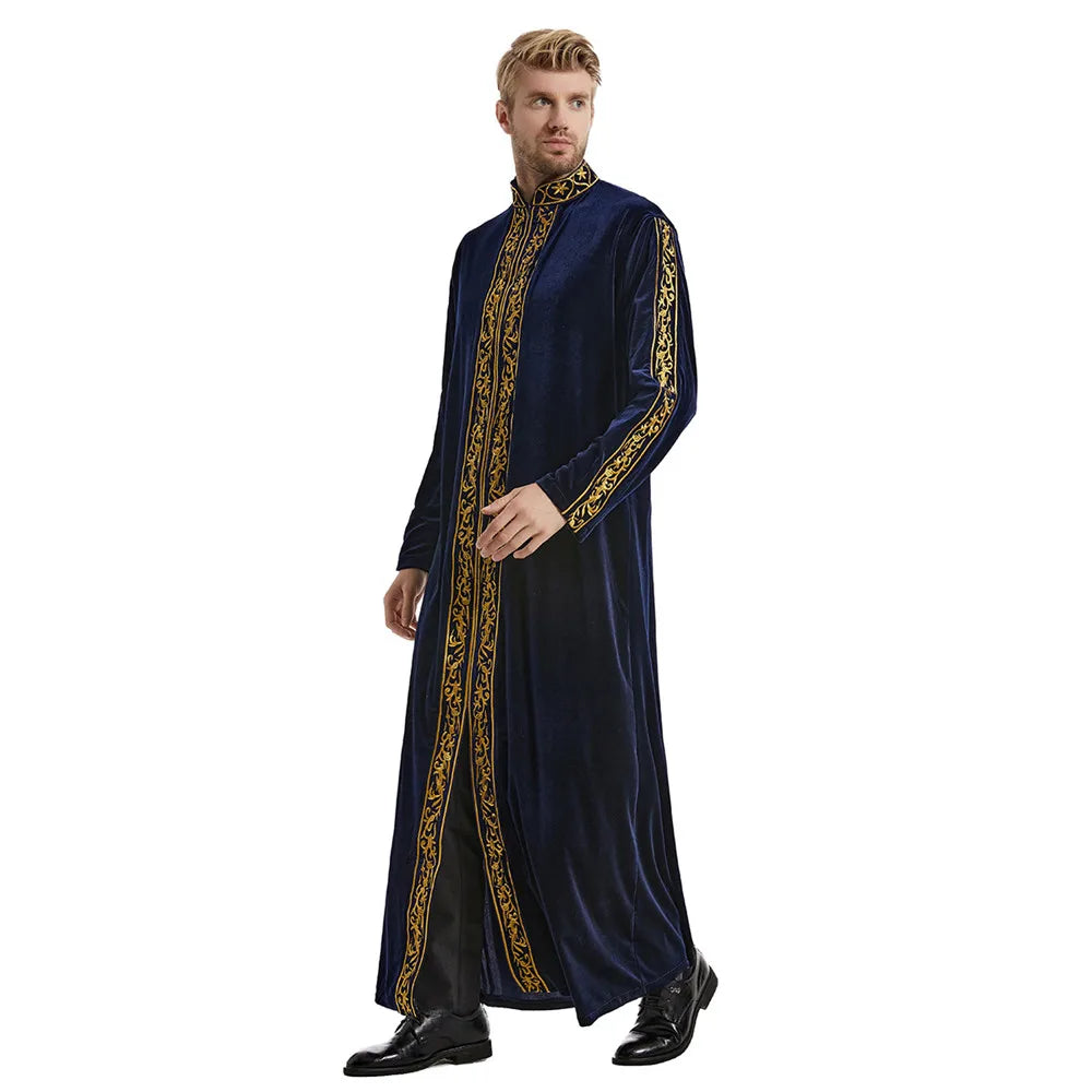 Ramadan Muslim Men Velvet Jubba Thobe Warm Kaftan Islam Clothing Eid Saudi Arabic Robe Thoub Thawb Dubai Abaya Dress Gown Abayas