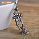 Blucome Vintage Saxophone Shape Brooches For Woman Musician Gift Crystal Antique Gold Color Musical Instrument Bro