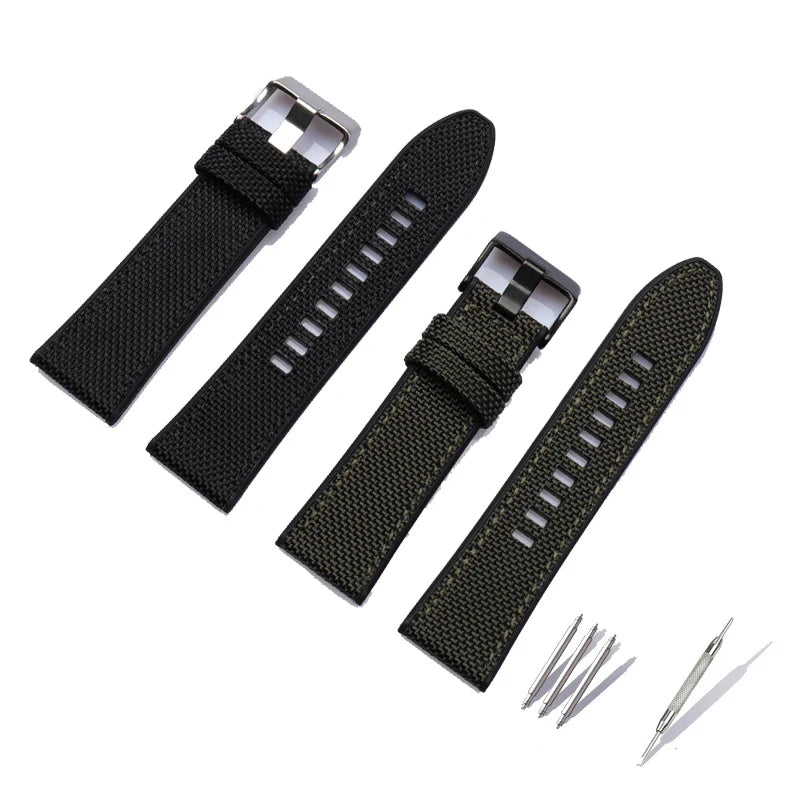 24mm 26mm 28mm Canvas Silicone Watch Strap For DIESEL DZ4500 DZ4506 DZ7420 DZ4318 Pei-nahai PAM985 Nylon Rubber Bottom Watchband