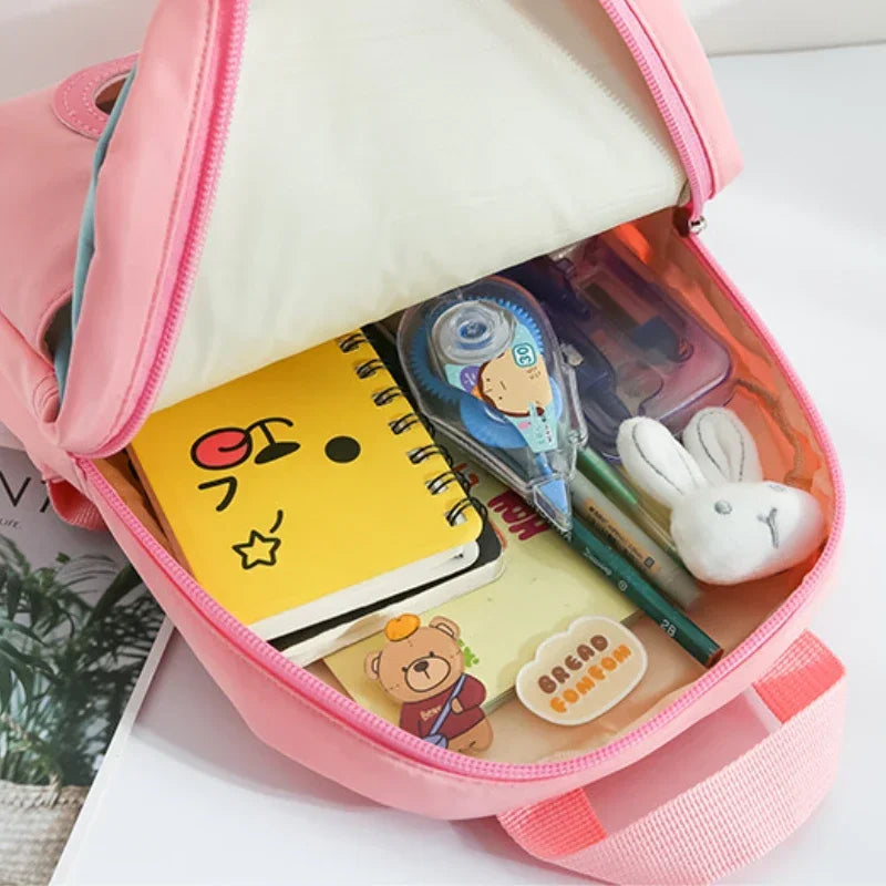 Plush  Rabbit Backpack for Boys Girls Kids Children SchoolBag Cute Bow Tie Cartoon School Bags Kindergarten Preschool Baby Bag