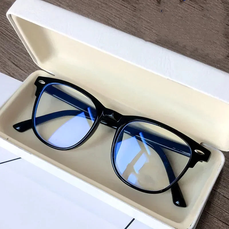 Men Women Transparent Finished Myopia Glasses Retro Oval Frame Blue Light Blocking Eyeglasses Nearsighted Glasses Minus 0To -6.0