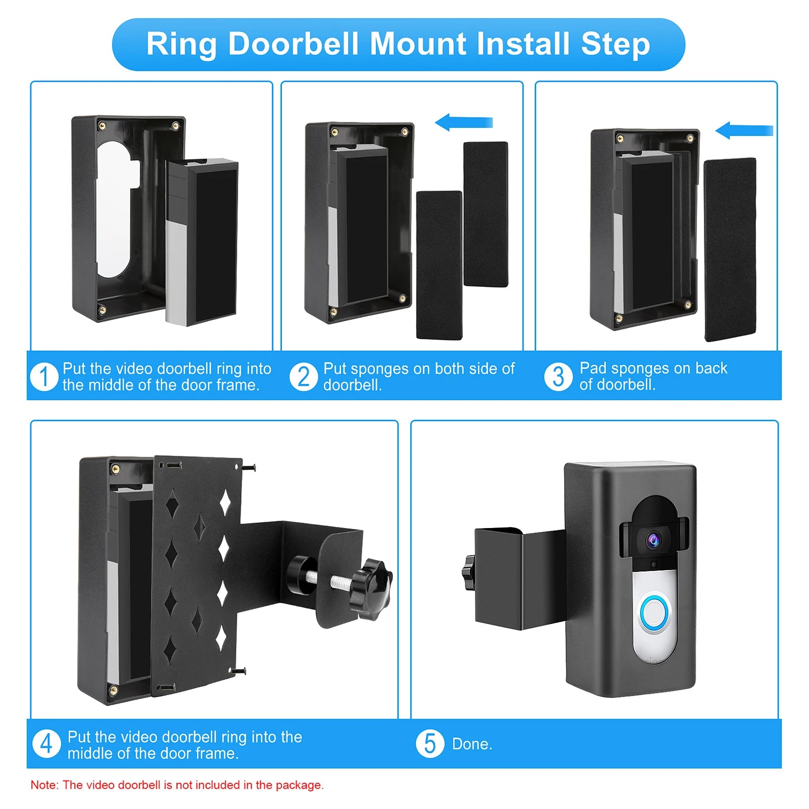 Anti-Theft Doorbell Mount Video Doorbell Mount Easy Installation No Drill Compatible with Blink Video Doorbell 2021/Ring