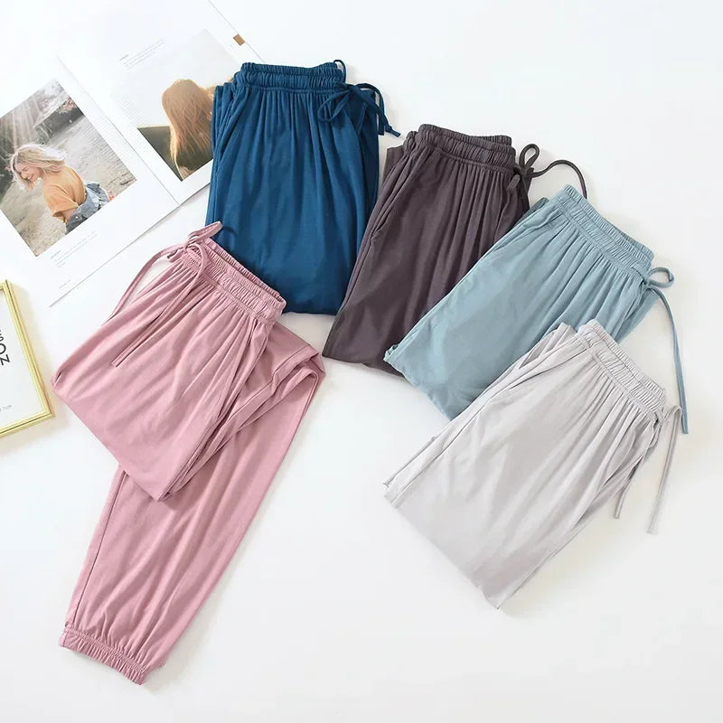 Pajama Pants for Women Spring and Summer Thin Modal Loose Casual Large Size Home Pants Solid Color Mosquito Proof Pijama Pants