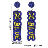 Beaded GO BLUE Sports Earrings Handwoven Bohemia Yellow & Blue Color Block Ear Accessory