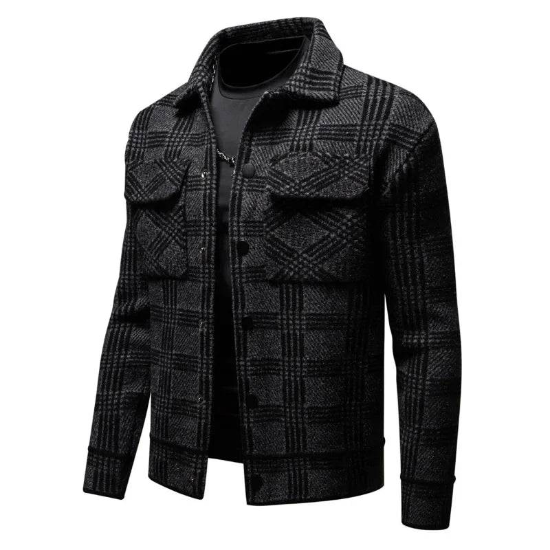 2024 Autumn and Winter New Jacket Fashion High Street Collar Large Pocket Printed Men's Coats Jackets for Men