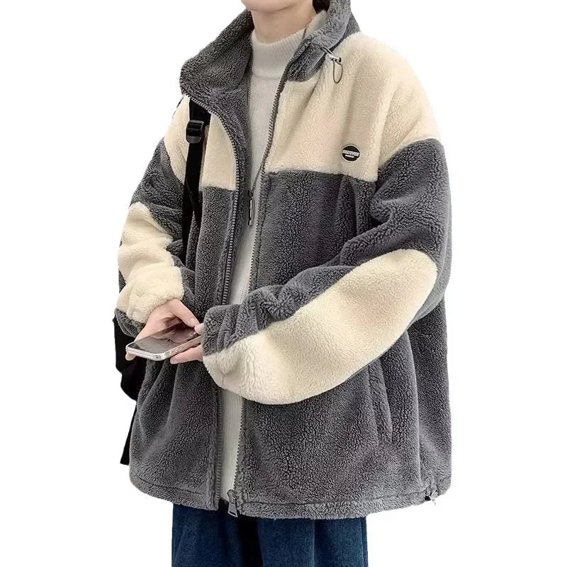 Trendy Woolen Jacket For Men Loose Fit Cotton Coat Versatile Style Casual Youthful Style Winter Warm Comfortable Outerwear