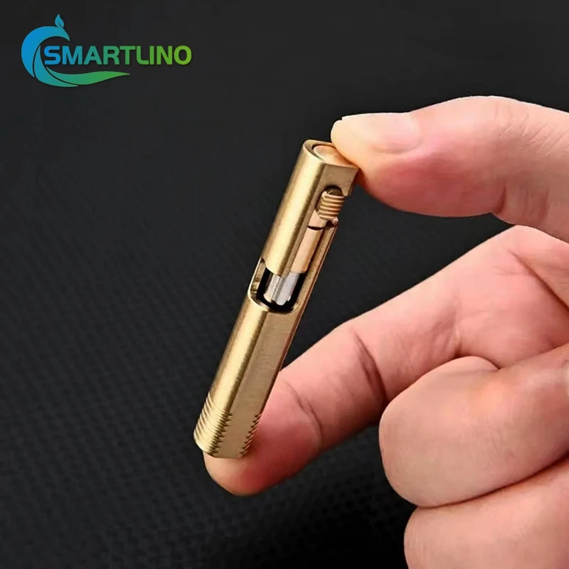 Mini Brass Bolt Action Ballpoint Pen Pocket Signature Pen Self Defense EDC Writing Tool Keychain Student Office School Supplies