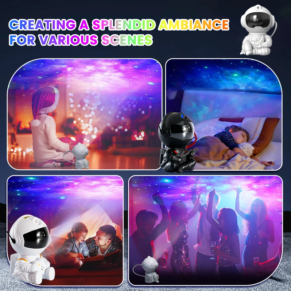 Star Projector Galaxy Night Light Astronaut Space Projector Starry Nebula Ceiling LED Lamp for Home Bedroom Decorative kids gift