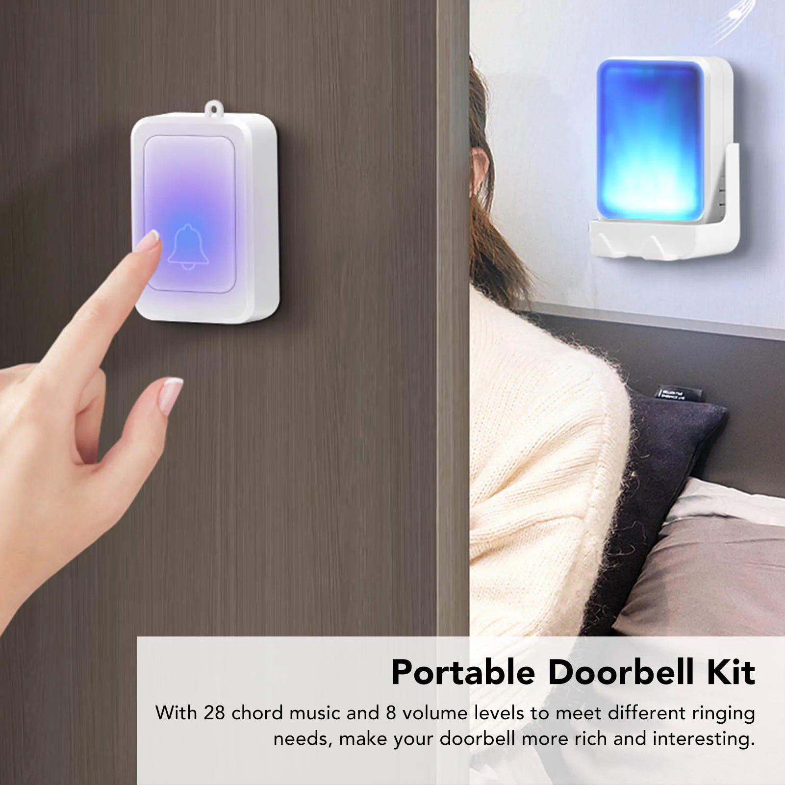 Intelligent Wireless Doorbell LED Color Battery Powered Deaf Services Caller for The Elderly Doorbell Operating Kit