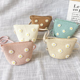 Summer Children's Straw Woven Messenger Bag Lovely Girls Small Coin Purse Handbags Baby Kids Mini Shoulder Bags Princess Wallet