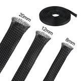 3m/9.85ft PET Expandable Braided Sleeving Flexible Wire Mesh Sleeve Black For TV Audio PC Cords Protect From Pets Chewing