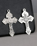 5Pcs/Lot Religious Pardon Crucifix Forgiveness Cross Pendant Silvery Charms for DIY Rosary Chaplet Necklace Jewelry Making Parts