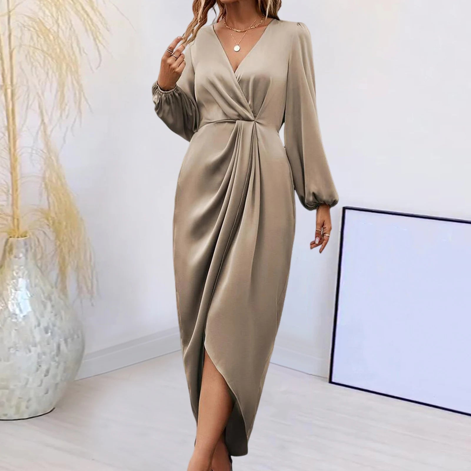 2023 Autumn Banquet Women's Dress Lace V-Neck Elegant Elegant Women's Fashion Holiday Style Women's Long Dress White Dress