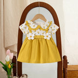 Baby Girl Dresses Summer Flower Short Sleeve Girls Dresses Cute Lapel Girls Dresses Baby Girl Clothes