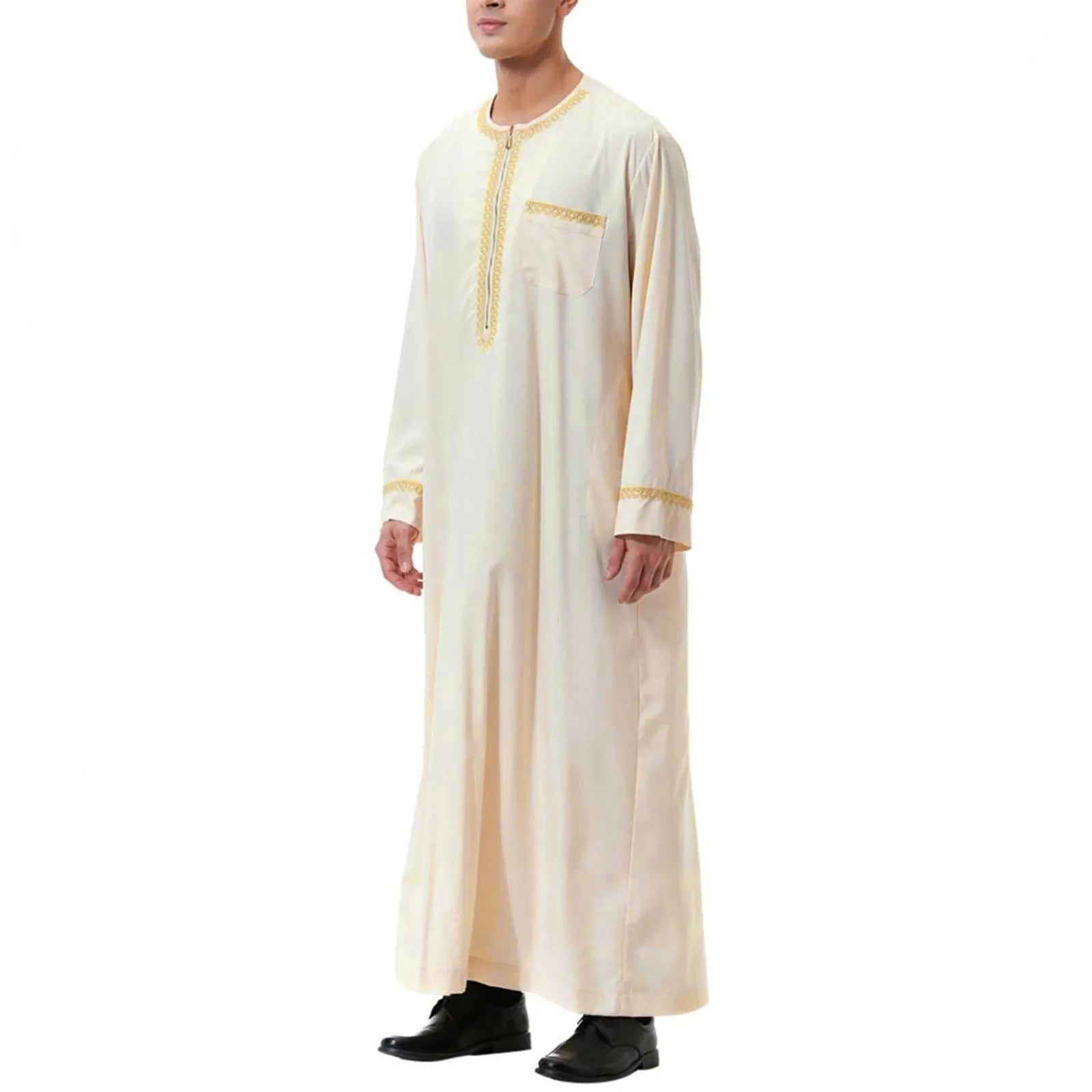 Muslim Fashion Men Jubba Thobes Arabic Pakistan Dubai Kaftan Abaya Robes Islamic Clothing Saudi Arabia Black Long Blouse Dress