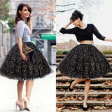 2024 New Arrival Star Tulle Petticoat Vintage Knee Length Puffy Crinoline Underskirt Prom Gown Black Blue Pettskirt Women