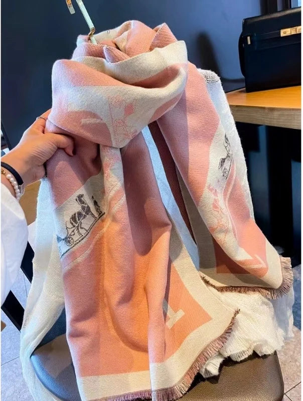 Luxury Autumn winter 2024 New Imitation Cashmere Scarf Women Fashion Versatile Lady Girls Warm Cape Neck Ladies Scarves Écharpes