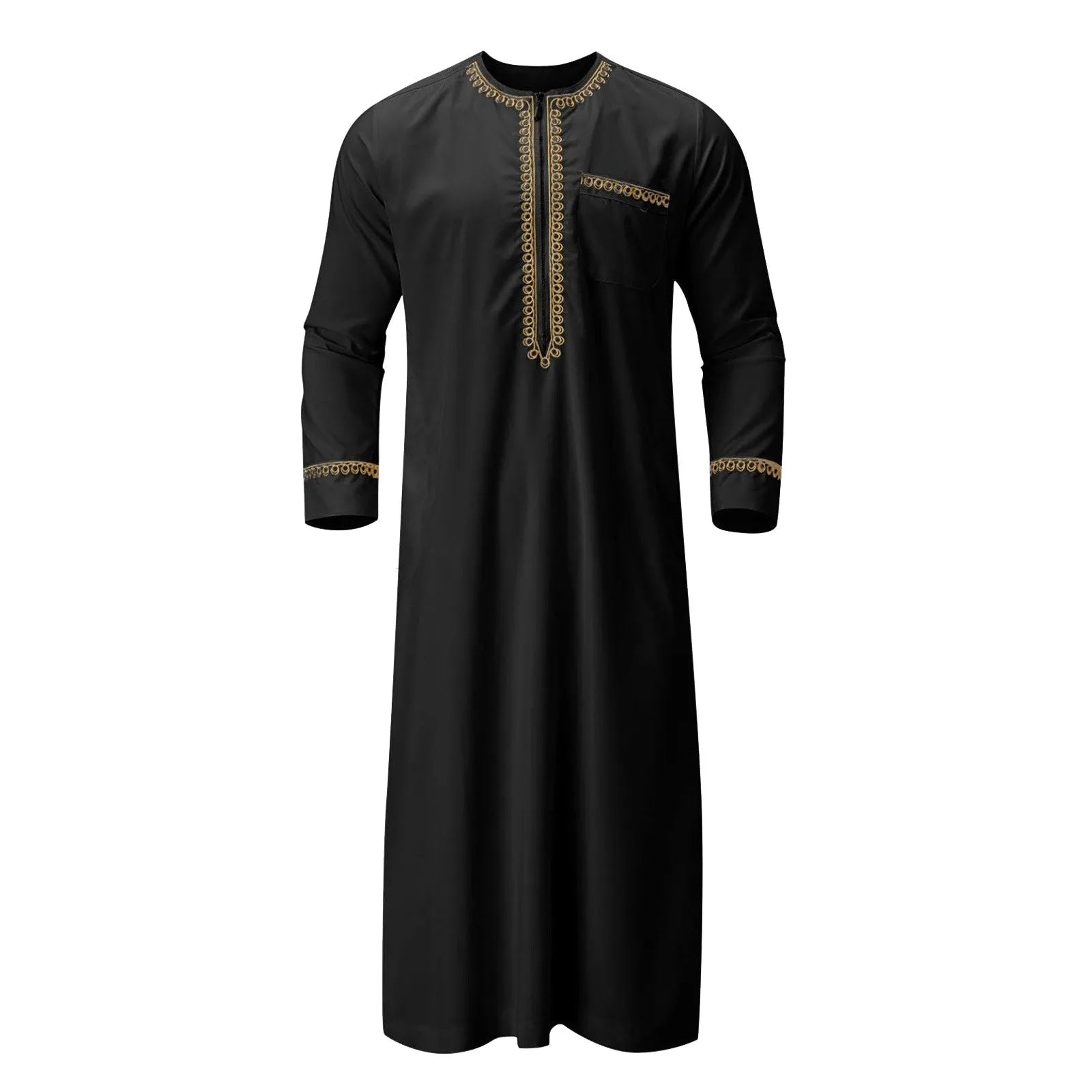 Muslim Fashion Men Jubba Thobes Arabic Pakistan Dubai Kaftan Abaya Robes Islamic Clothing Saudi Arabia Black Long Blouse Dress