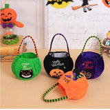 Halloween Pumpkin Boo Trick or Treat Portable Candy Bag Tote Bucket Basket Kids Play Bags