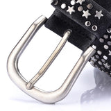 Women New Fashion Rivets Belt Vintage Punk Pin Buckle Geometry Leather Belts for Female Waistband Belt