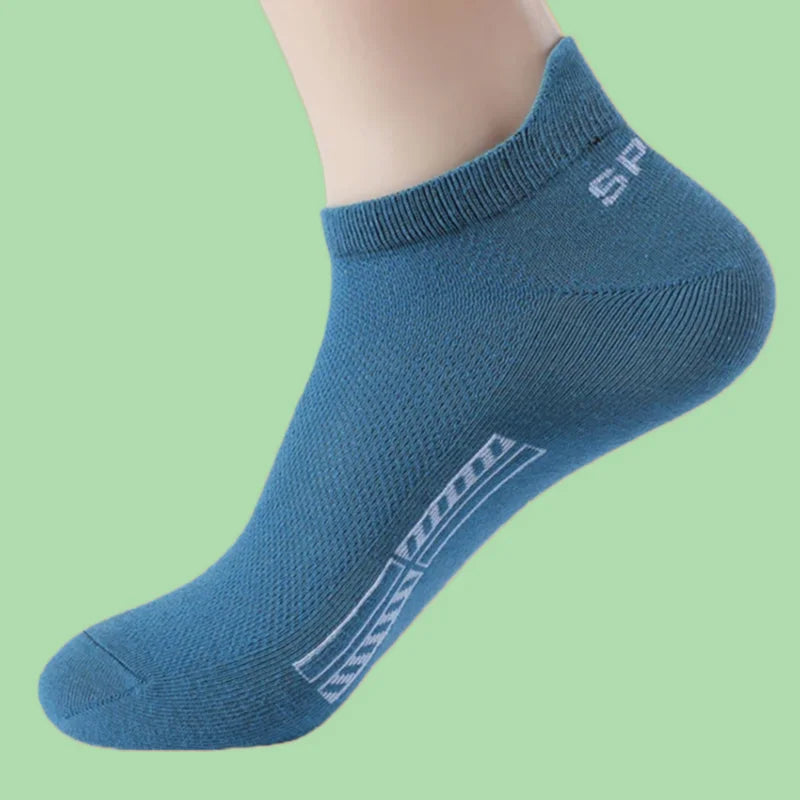 5/10 Pairs High Quality Breathable Mesh Sports Compression Summer Low-Cut Boat Socks Pure Cotton Fashion Men's Short Ankle Socks