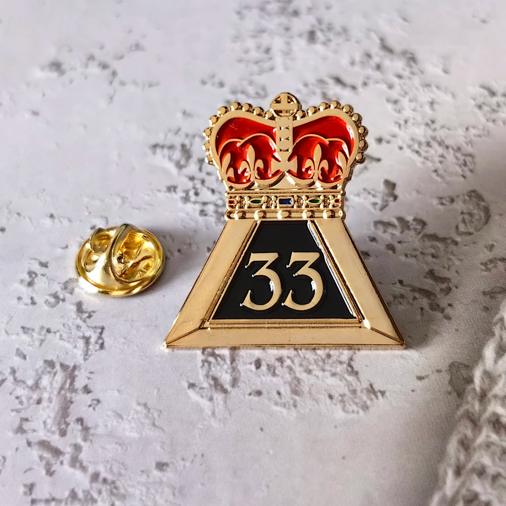 Masonic Lapel Pins Badge Mason Freemason 33 Degress Size 3×3.3cm Anniversary Present Brooch Accessories Souvenier