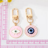 Wholesale Lucky Evil Eye Keychain Ethnic Style Turkey Pink Blue Enamel Crystal Charm Pendant Key Ring Accessories