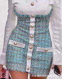 Elegant Commuting Style 2024 Spring Latest for Women Short Skirt Fashionable Flip Collar Princess Sleeve Woolen Patchwork Dress