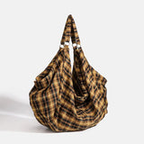 GAINNY Vintage Plaid Canvas Tote Women Large Capacity Korean Fashion Travel Shoulder Bag for Work Shopping Aesthetic Designer