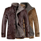 Fabulous Men Jacket  Lapel Faux Leather Men Coat  Business Winter Jacket