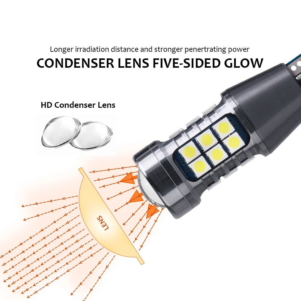 لمبات LED T15 W16W WY16W 3030 27SMD Canbus No Error مصباح احتياطي للسيارة مصباح فرامل خلفي أوتوماتيكي فائق السطوع 1620LM أبيض 12 فولت