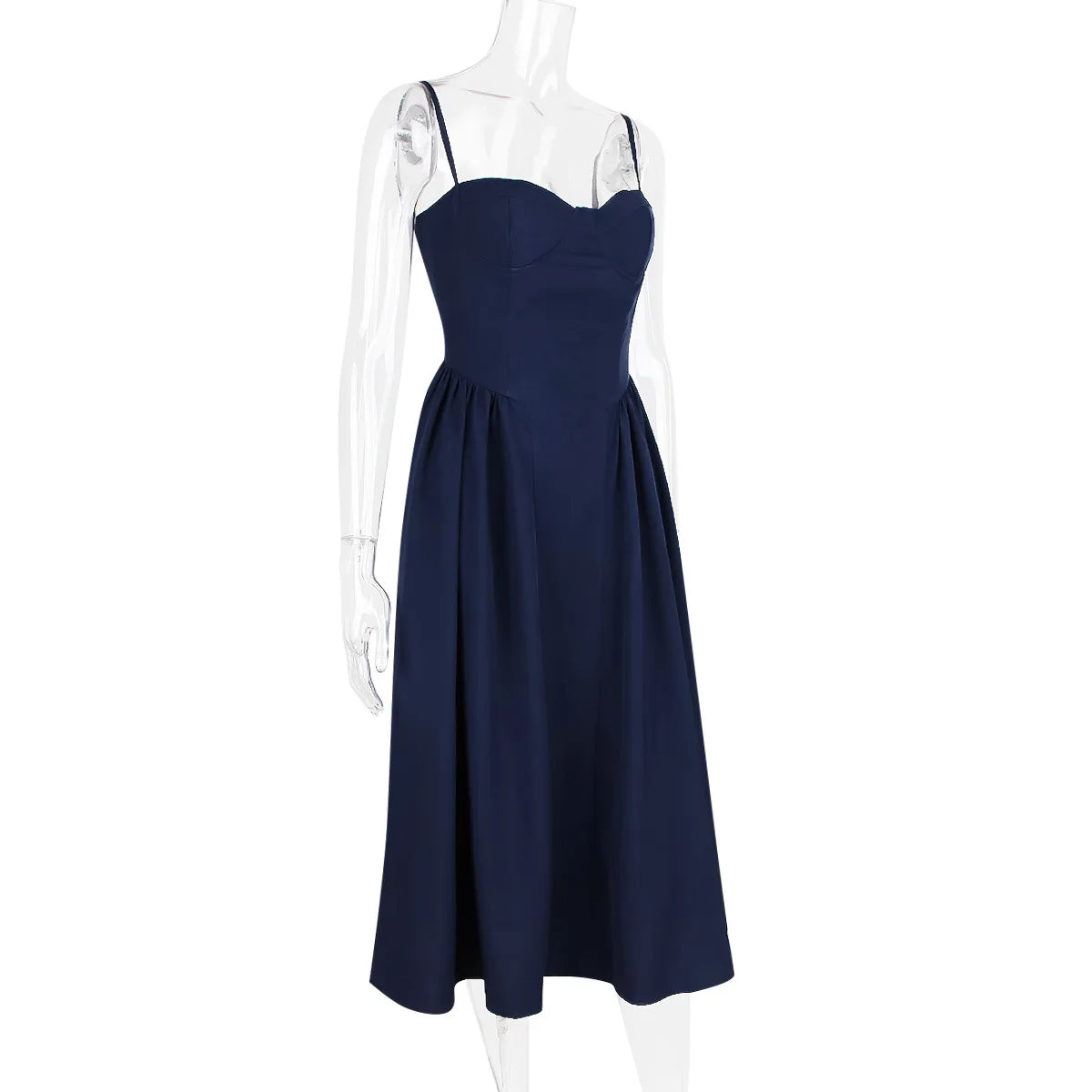 Summer Women Elegant Sleeveless Backless Pleated Dresses Lady Sexy Solid Sling Midi Dress 2024 Female Party Evening A-line Robes