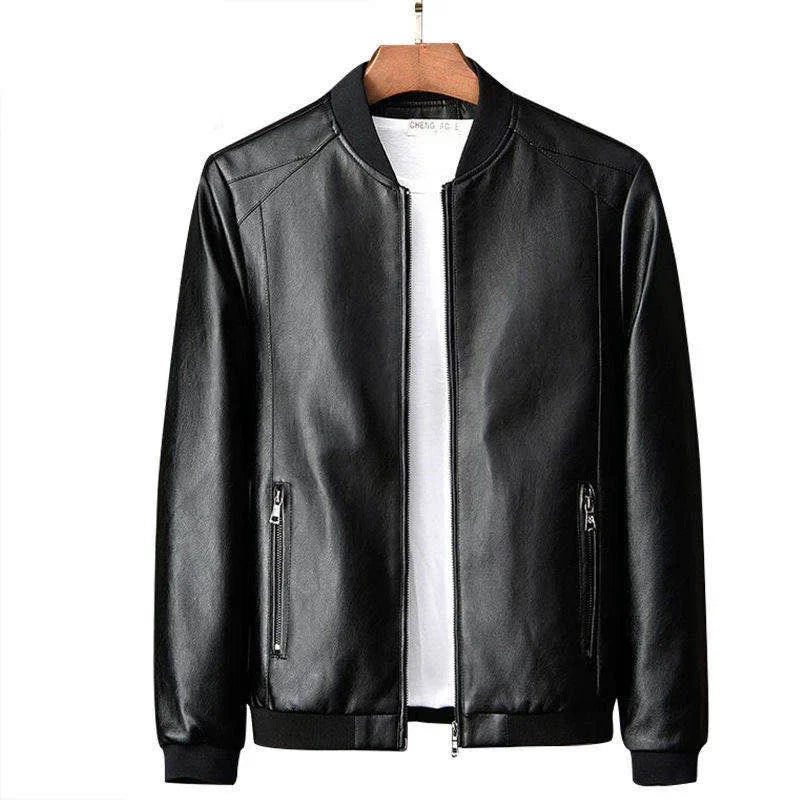 Sheepskin Baseball Brand Clothes Men Leather Jacket Trend Casual Fit Slim Korean Fashion Leather Autumn New Men Leather Coat