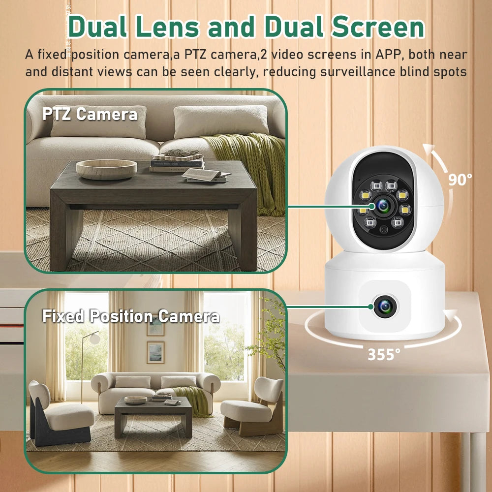 Tuya 4MP Dual Lens WiFi Camera Indoor Wireless Security Surveillance Camera Smart Home Auto Tracking Baby Monitor CCTV IP Camera