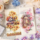 Journamm 50mm*2m Flower Decor Tapes for Junk Journal Waterproof PET DIY Scrapbooking Collage Photo Album Aesth Tapes Stationery