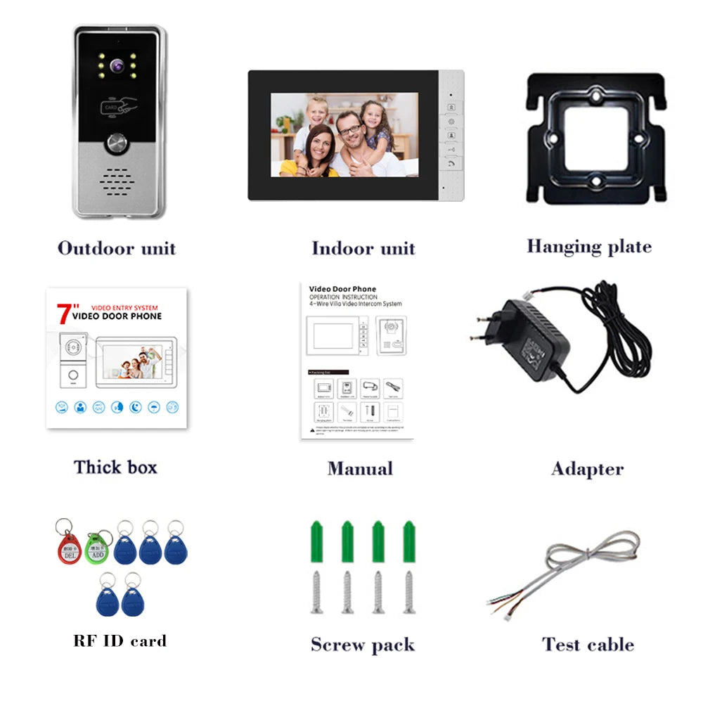 7-inch Video Intercom System Video Call Unlocking Surveillance Private House Doorbell Video Intercom