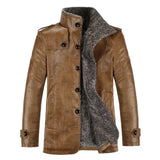 Fabulous Men Jacket  Lapel Faux Leather Men Coat  Business Winter Jacket